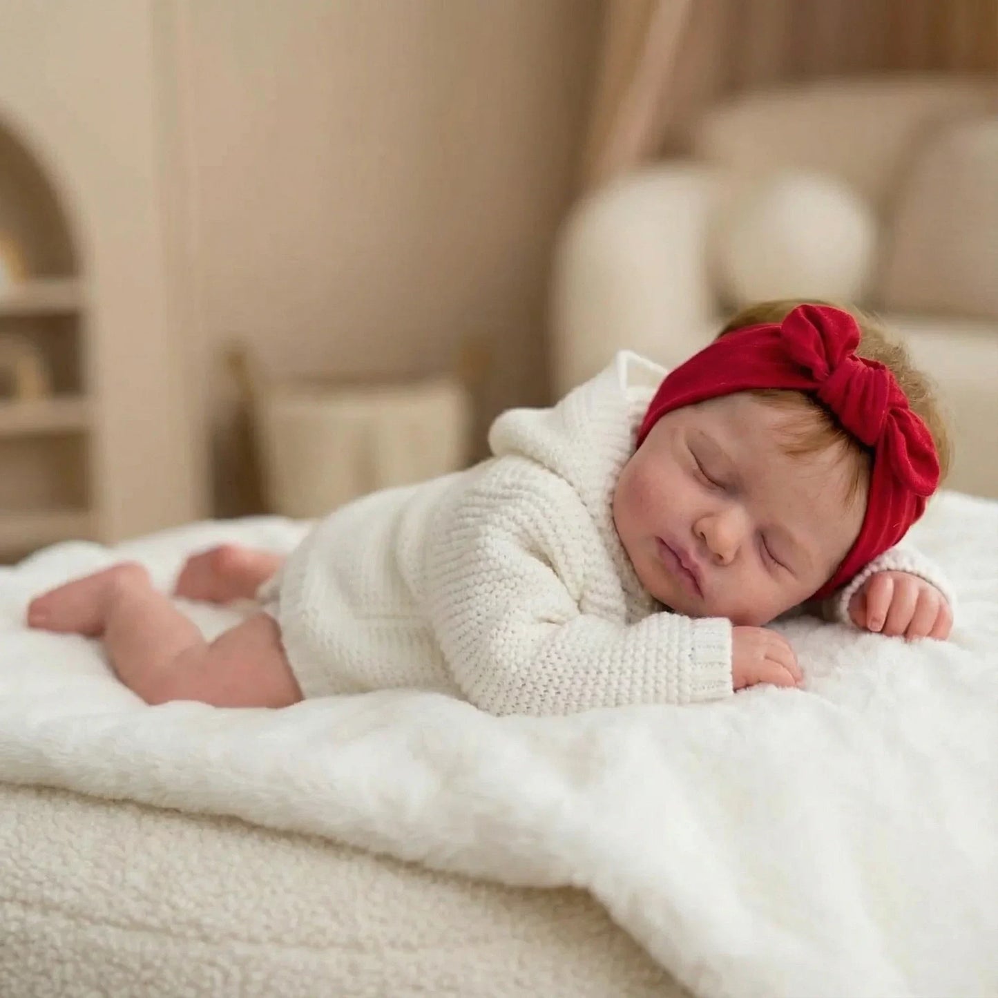 50cm Realistic Closed Eyes Loulou Reborn Doll Girl In White Clothes