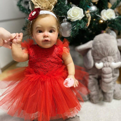 Poupées Reborn Filles aux yeux ouverts de 22 pouces avec des vêtements de Noël-Suesue