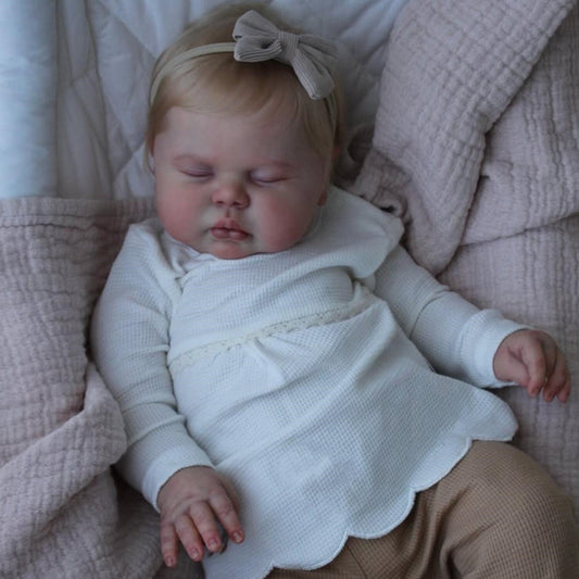 Poupée reborn 3D de 50cm (20 pouces) à la peau blonde et aux yeux fermés-Pickle
