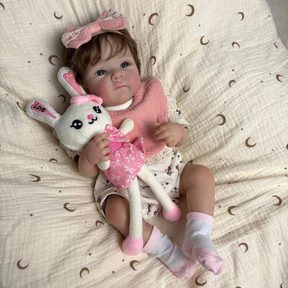 45cm Lifelike Vinyl Body Short Hair Bettie Reborn Baby Girl in Floral Outfits