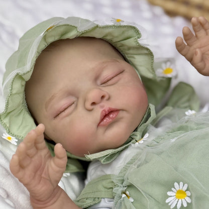 19 inches 3D-Paint Sleeping Reborn Doll Irys in Green Clothes