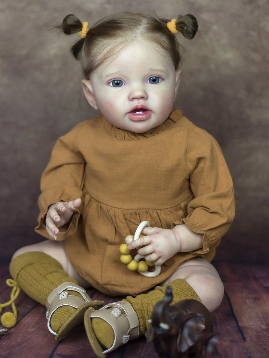 Sharon 24 pouces 60 cm yeux ouverts racine cheveux renaître enfant en bas âge-Lottie