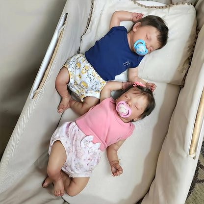 Poupées jumelles Reborn de 18 pouces avec yeux fermés et cheveux-Sam