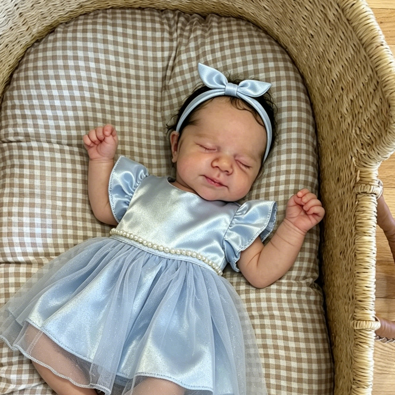48cm Cute Asleep Pascale Reborn Baby Girl In Blue Dress