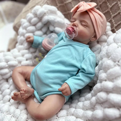 Poupée Reborn Doux Rosalie de 20 pouces fille en vêtements bleus