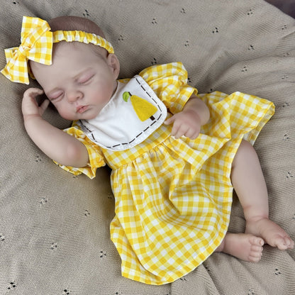 19 inches 3D-Paint Sleeping Reborn Doll Irys in Yellow Dress
