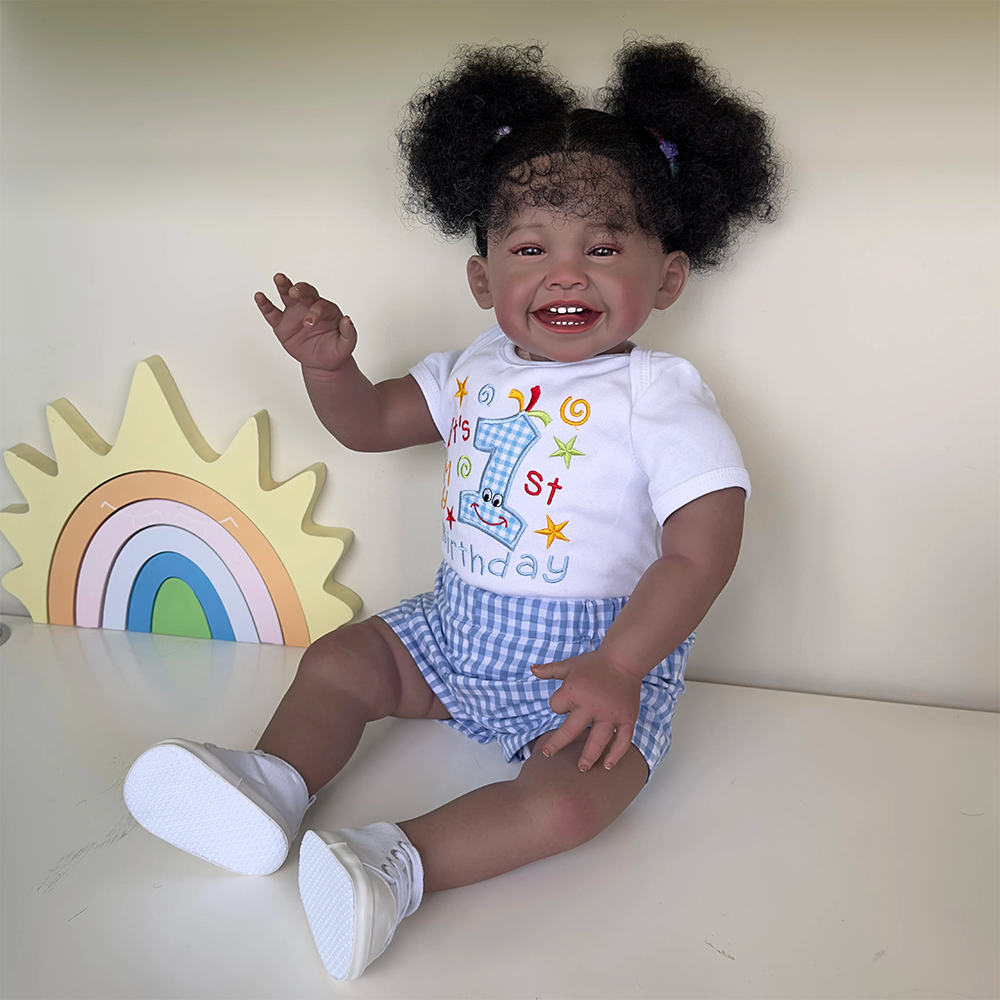 Poupée Reborn Sourire Afro-Américaine Ella 60 cm-Mila