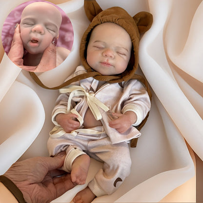 30cm Silicone Closed Eyes Pascale Reborn Baby Girl in Moon Printed Outfits