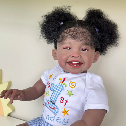 Poupée Reborn Sourire Afro-Américaine Ella 60 cm-Mila