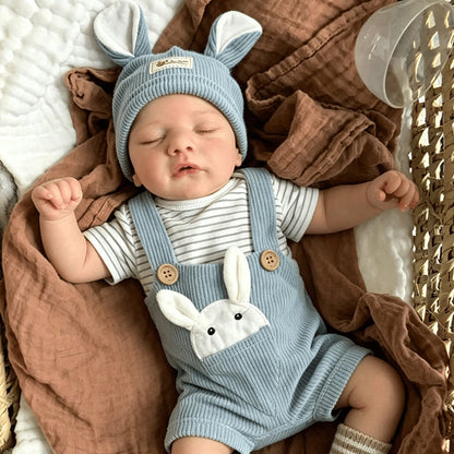 19 Inches Closed Eyes Sam Reborn Doll In Blue Rabbit Outfits