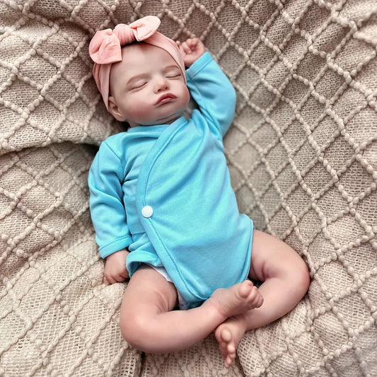 Poupée Reborn Doux Rosalie de 20 pouces fille en vêtements bleus