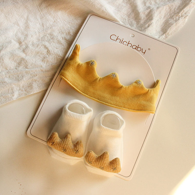 Ensemble 2 pièces bandeau et chaussettes pour bébé couronne mignonne