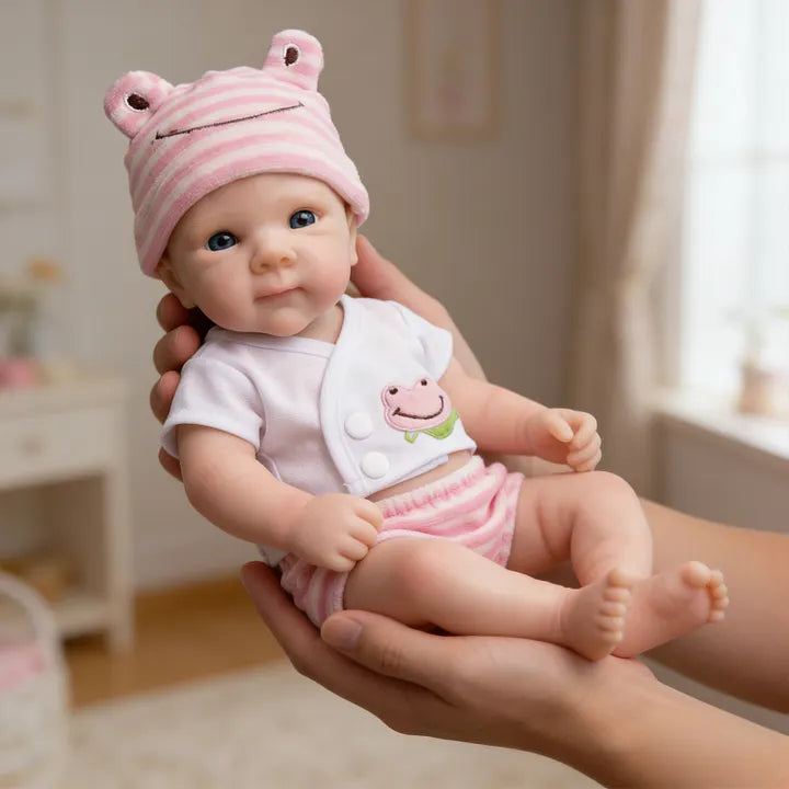 Bébé reborn Bettie en silicone de 30 cm fille vêtue de vêtements roses