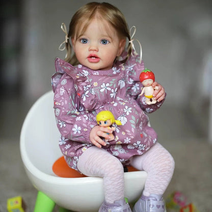 Vera 24 pouces 60 cm yeux bleus racine cheveux renaître enfant en bas âge-Lottie