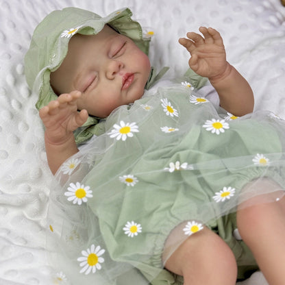 19 inches 3D-Paint Sleeping Reborn Doll Irys in Green Clothes