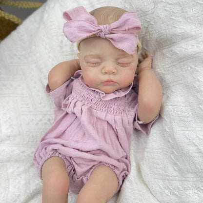 19 inches 3D-Paint Closed Eyes Reborn Doll Irys in Purple Clothes