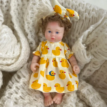 Poupée Reborn Mini en Silicone de 6 pouces avec Yeux Ouverts et Cheveux Courts