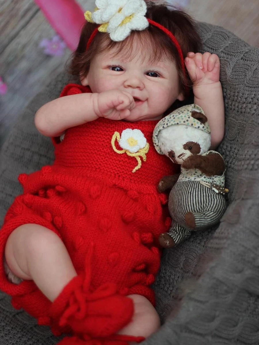 Bébé fille reborn aux cheveux courts et aux yeux ouverts de 19 pouces - Vivienne