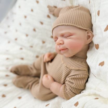 30cm Full Silicone Asleep Pascale Reborn Doll Girl In Brown Outfits