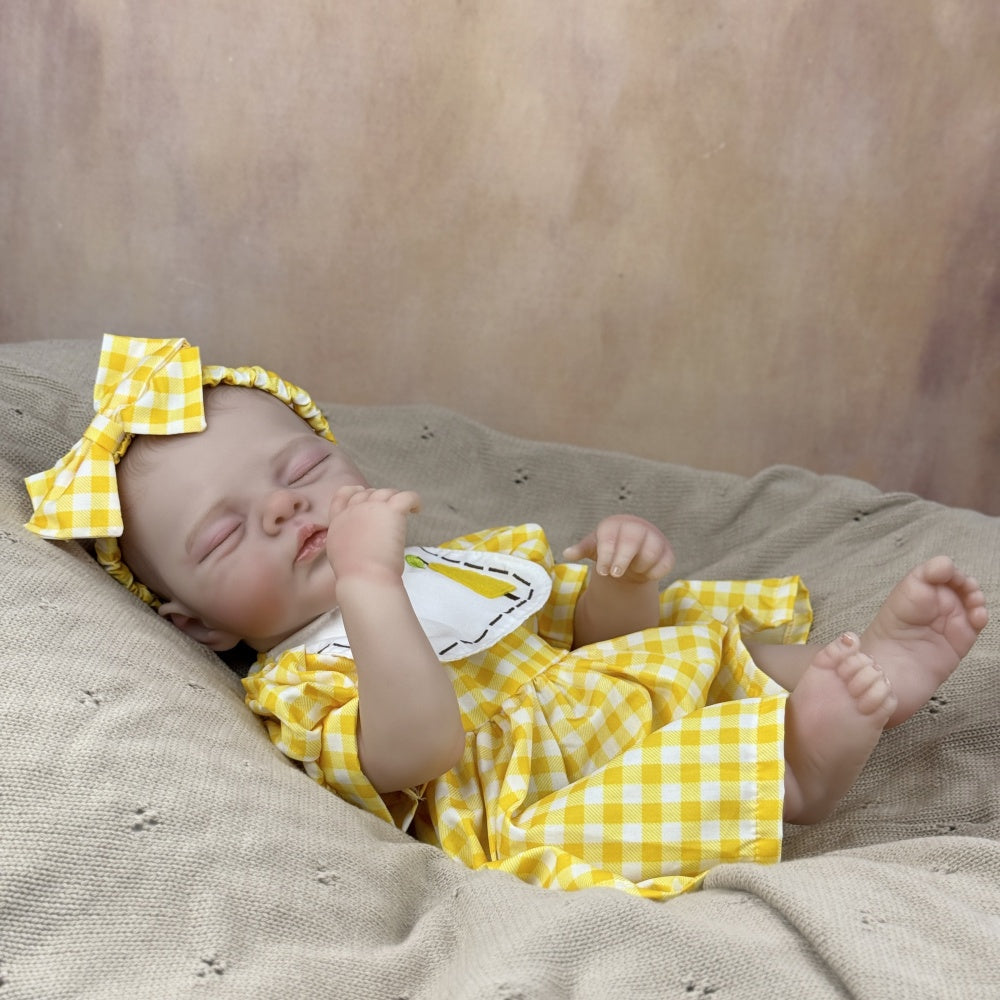 19 inches 3D-Paint Sleeping Reborn Doll Irys in Yellow Dress