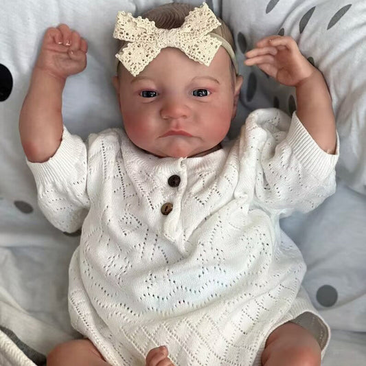 Poupées Reborn de 18 pouces avec les yeux ouverts garçons/filles avec des vêtements blancs-Levi