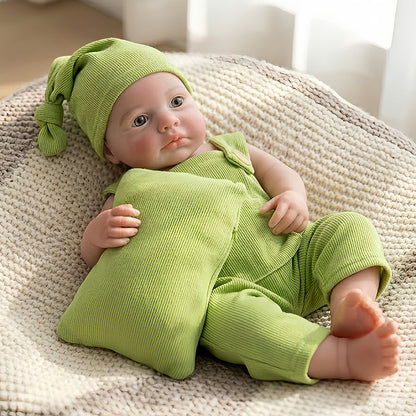 18 pouces entièrement en silicone Awake Loulou Reborn bébé fille en tenues vertes