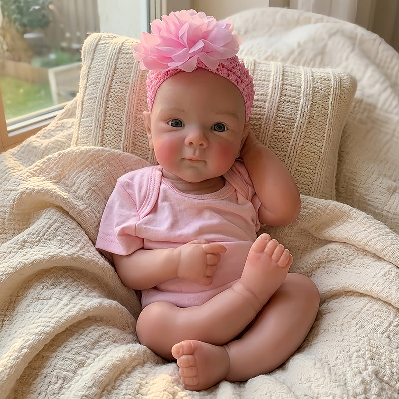18 Inches Realistic Full Silicone Bettie Reborn Baby Girl in Pink Bodysuits