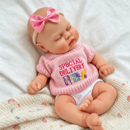 30cm Lifelike Silicone Asleep Pickle Reborn Doll Girl In Pink Sweater