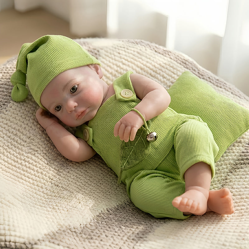 18 pouces entièrement en silicone Awake Loulou Reborn bébé fille en tenues vertes