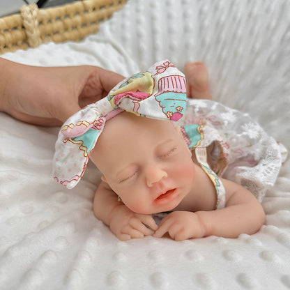 30cm Full Silicone Closed Eyes Loulou Reborn Baby Girl in Lace Floral Dress