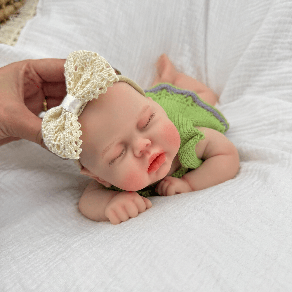 30cm Realistic Silicone Pickle Reborn Doll Girl In Green Sweater