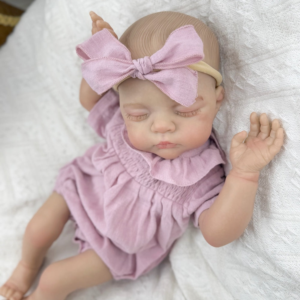 19 inches 3D-Paint Closed Eyes Reborn Doll Irys in Purple Clothes