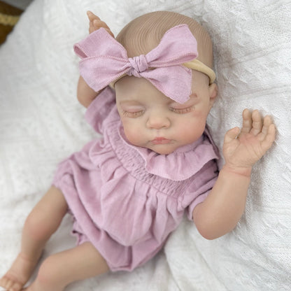 19 inches 3D-Paint Closed Eyes Reborn Doll Irys in Purple Clothes