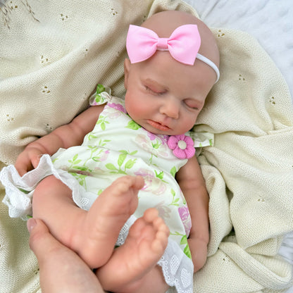 45cm Full Silicone Stretchable Loulou Reborn Girl in Floral Dress