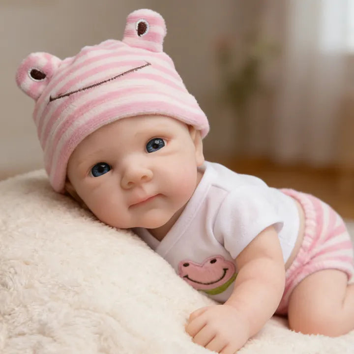 Bébé reborn Bettie en silicone de 30 cm fille vêtue de vêtements roses