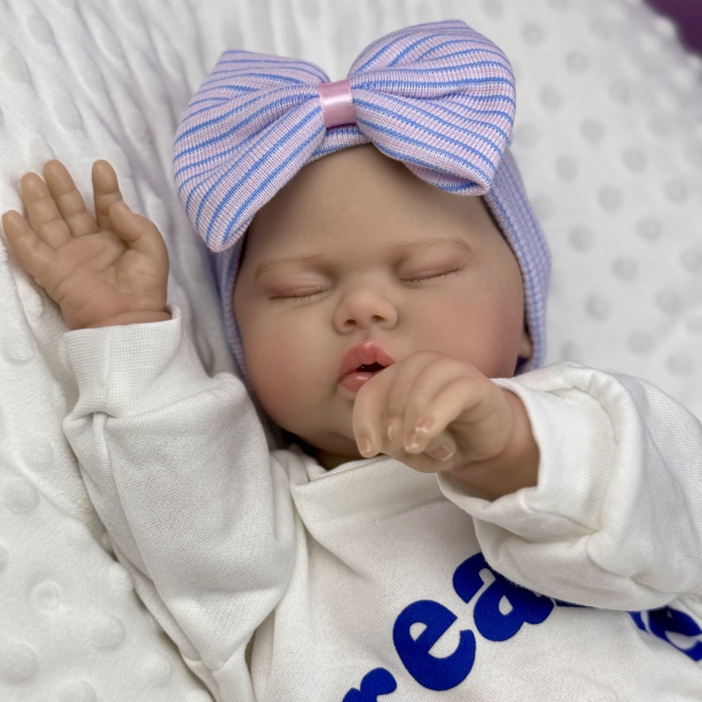 50cm Soft Cloth Body Sleeping Pickle Reborn Doll In Letter Print Onesies