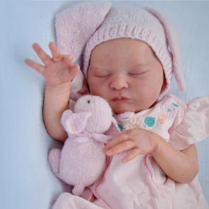 50cm Soft Body Sleeping Laura Reborn Doll In Pink Dress