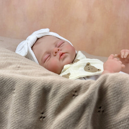 19 inches 3D-Paint Sleeping Reborn Doll Irys in White Clothes
