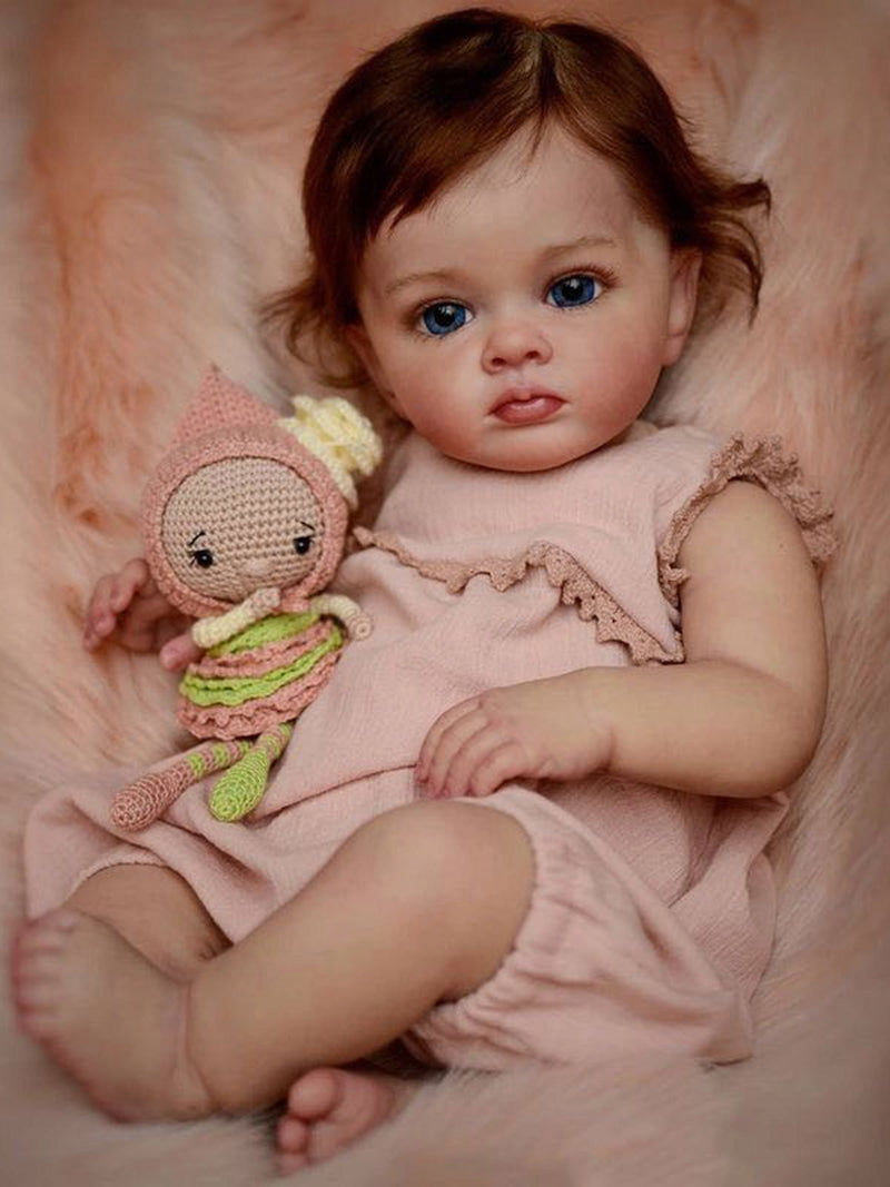 22 Pouces de Cheveux Bruns Magda Poupée Reborn Fille-Tutti Série