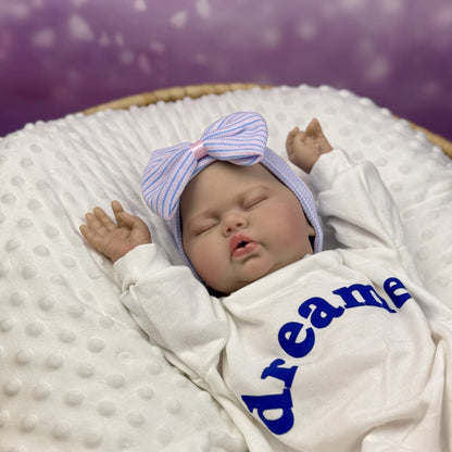 50cm Soft Cloth Body Sleeping Pickle Reborn Doll In Letter Print Onesies