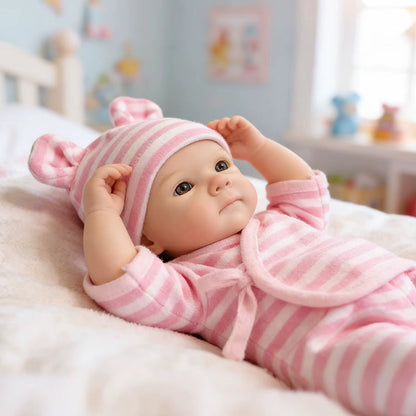 30cm Full Silicone Bettie Reborn Baby Girl in Pink Stripe Outfits