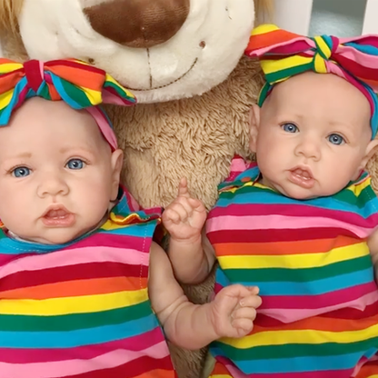 22'' Twin Sœurs Petits Veda et Sariah Reborn Bébé poupée fille Saskia Série