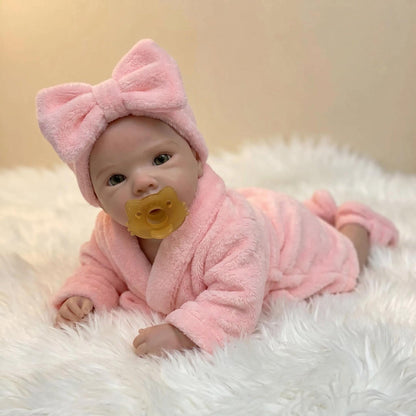 18 Inches Realistic Full Silicone Bettie Reborn Doll Girl in Pink Bathrobe