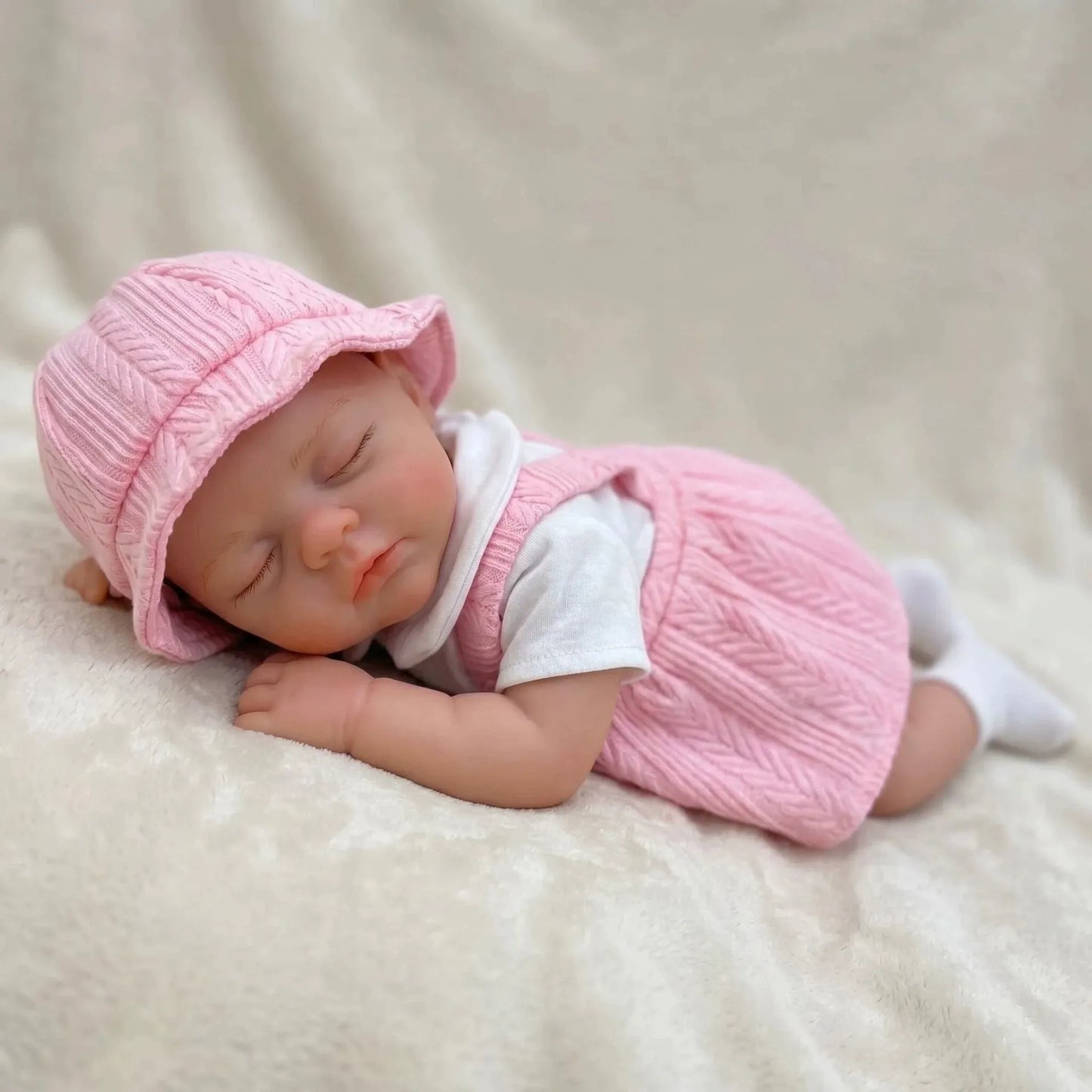 Poupée reborn Irys de 30cm en silicone fille en robe rose