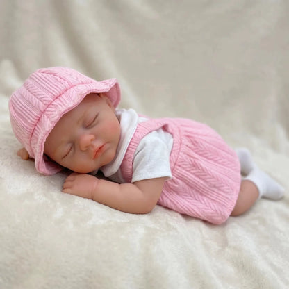 Poupée reborn Irys de 30cm en silicone fille en robe rose