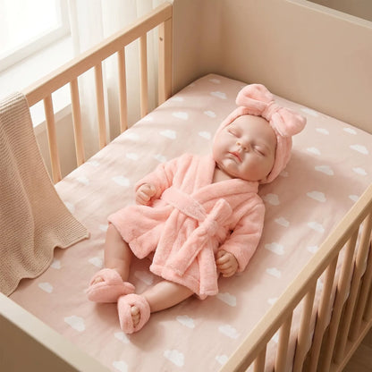 18 Inches Realistic Full Silicone Peaches Reborn Doll Girl in Pink Bathrobe