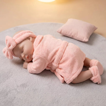 18 Inches Realistic Full Silicone Peaches Reborn Doll Girl in Pink Bathrobe