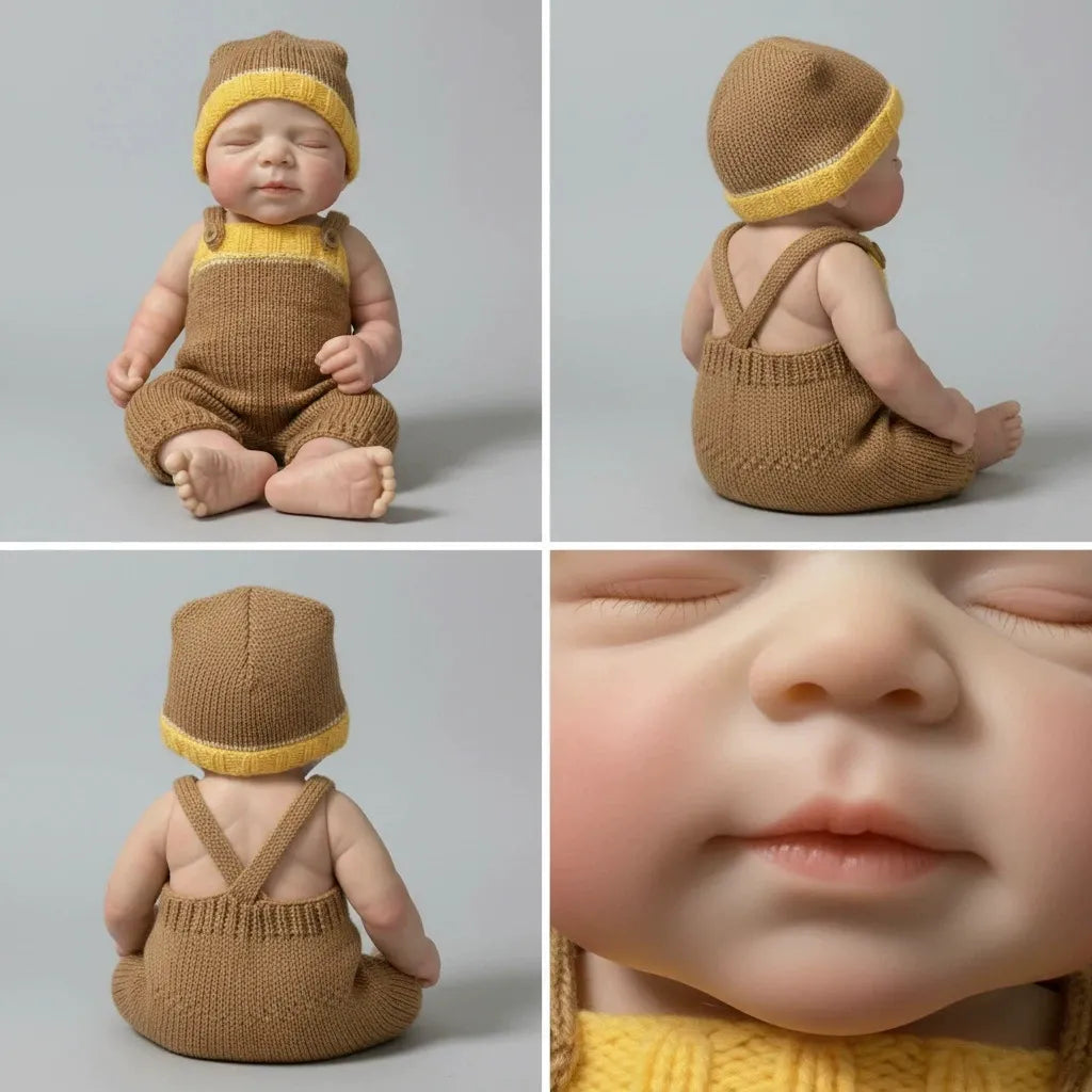 18 Inches Realistic Full Silicone Pascale Reborn Doll Girl in Khaki Sweater Romper