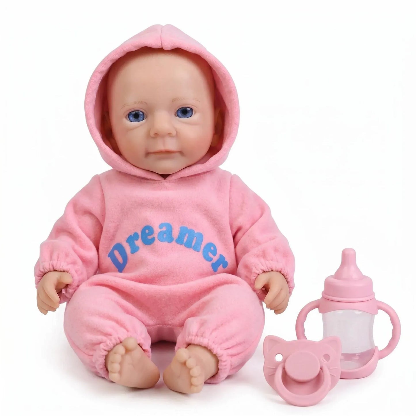 Bébé reborn Felicia de 30cm en silicone intégral fille vêtue de tenues roses