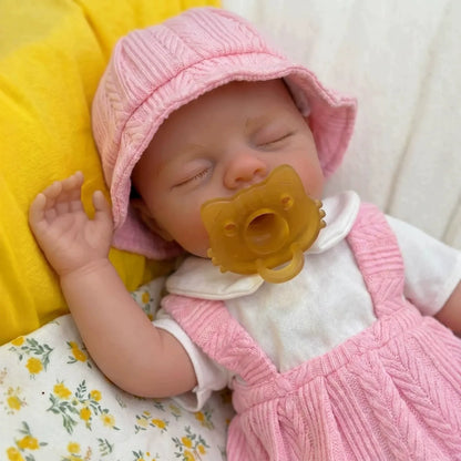 Poupée reborn Irys de 30cm en silicone fille en robe rose